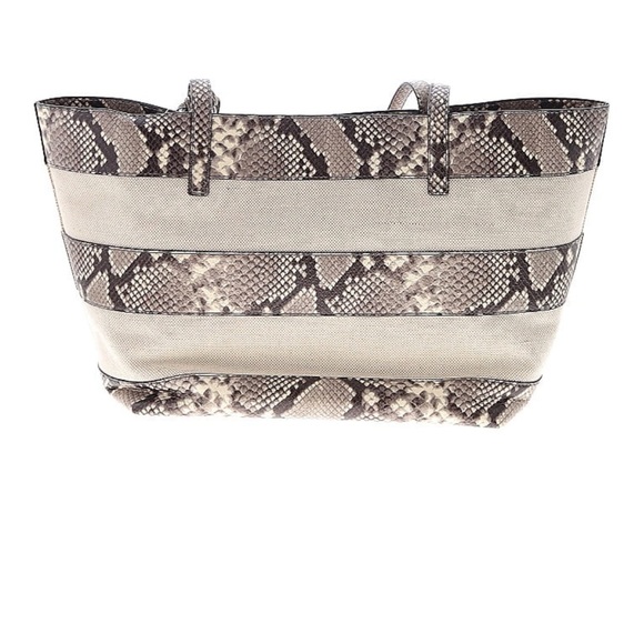 Michael Michael Kors Tasseled Snake‑Print Striped Canvas Large NWT with Pouch - Picture 2 of 12